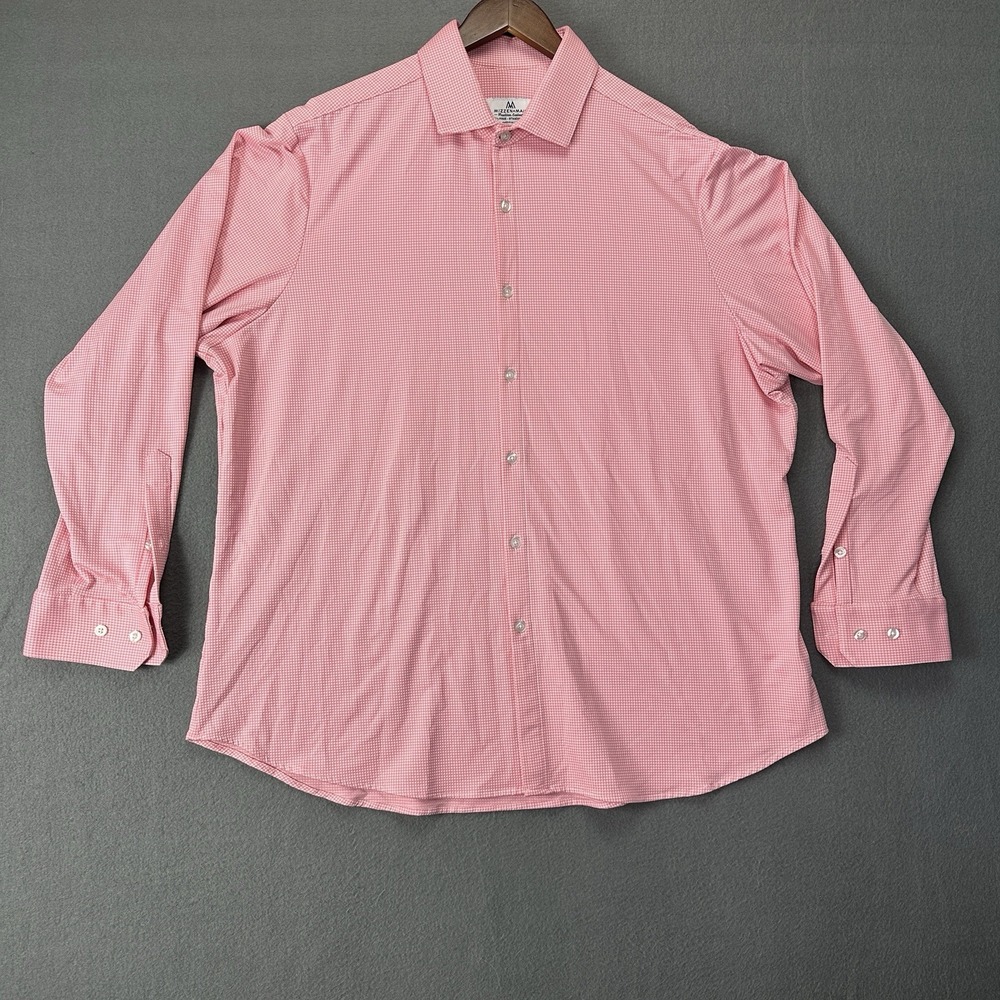 Mizzen+Main Performance Shirt Regular Fit XXL 2 X-large Button Long Sleeve Pink